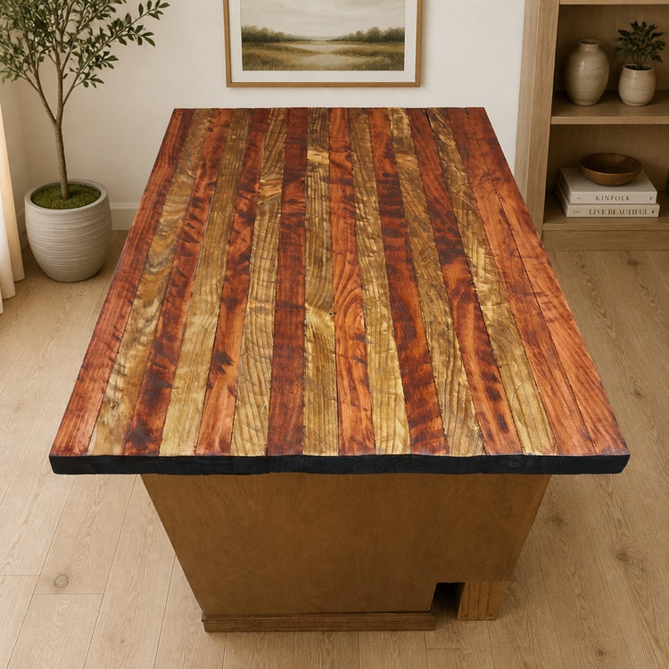 Custom Rustic Kitchen Island Top — Hand Cut, Stained & Sealed | Your Choice of Wood & Stain Color