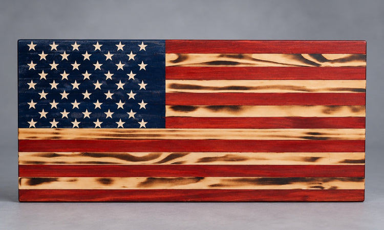 Custom Handmade Wooden American Flag — Flat or Waving | Your Logo, Emblem, or Design