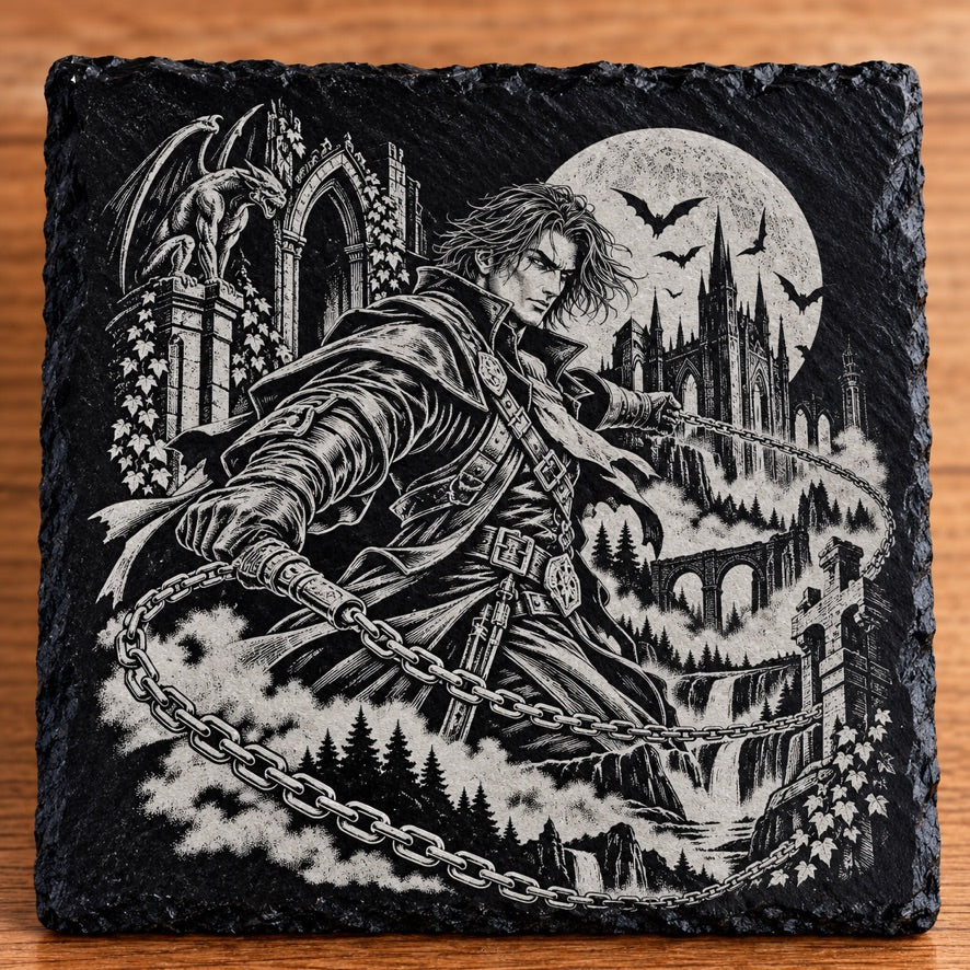 Chain Wielder square slate coaster