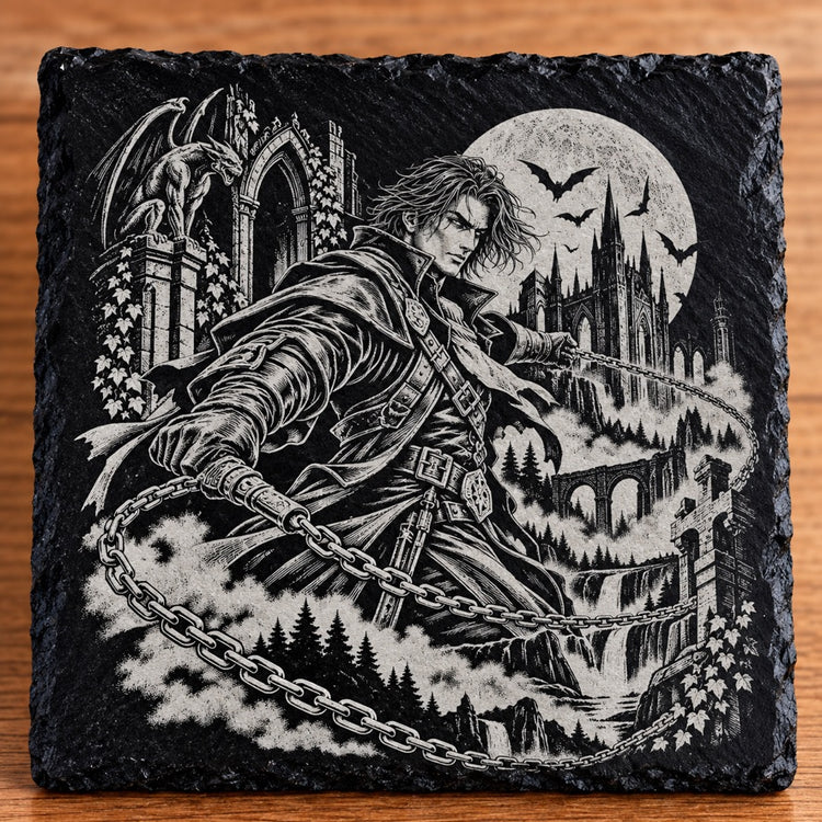 Chain Wielder square slate coaster