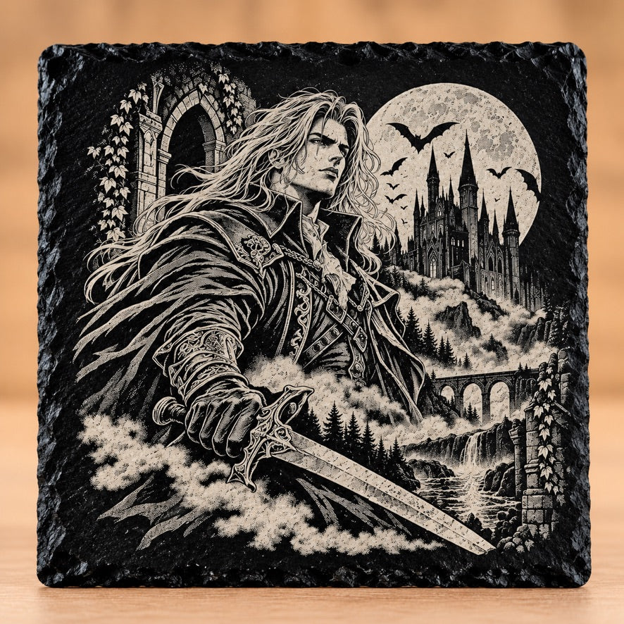 Gothic Vampire square slate coaster