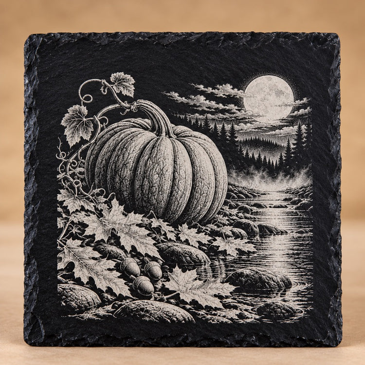 Harvest Moon Pumpkin square slate coaster
