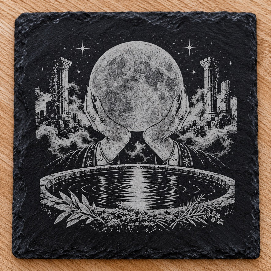 Moon Keeper square slate coaster