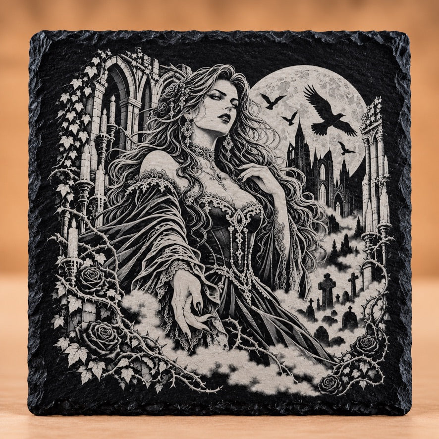 Vampire Queen square slate coaster